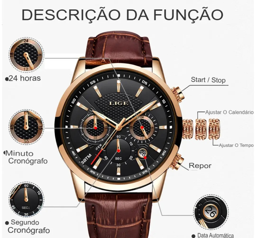 Relógio Masculino de Couro - LIGE